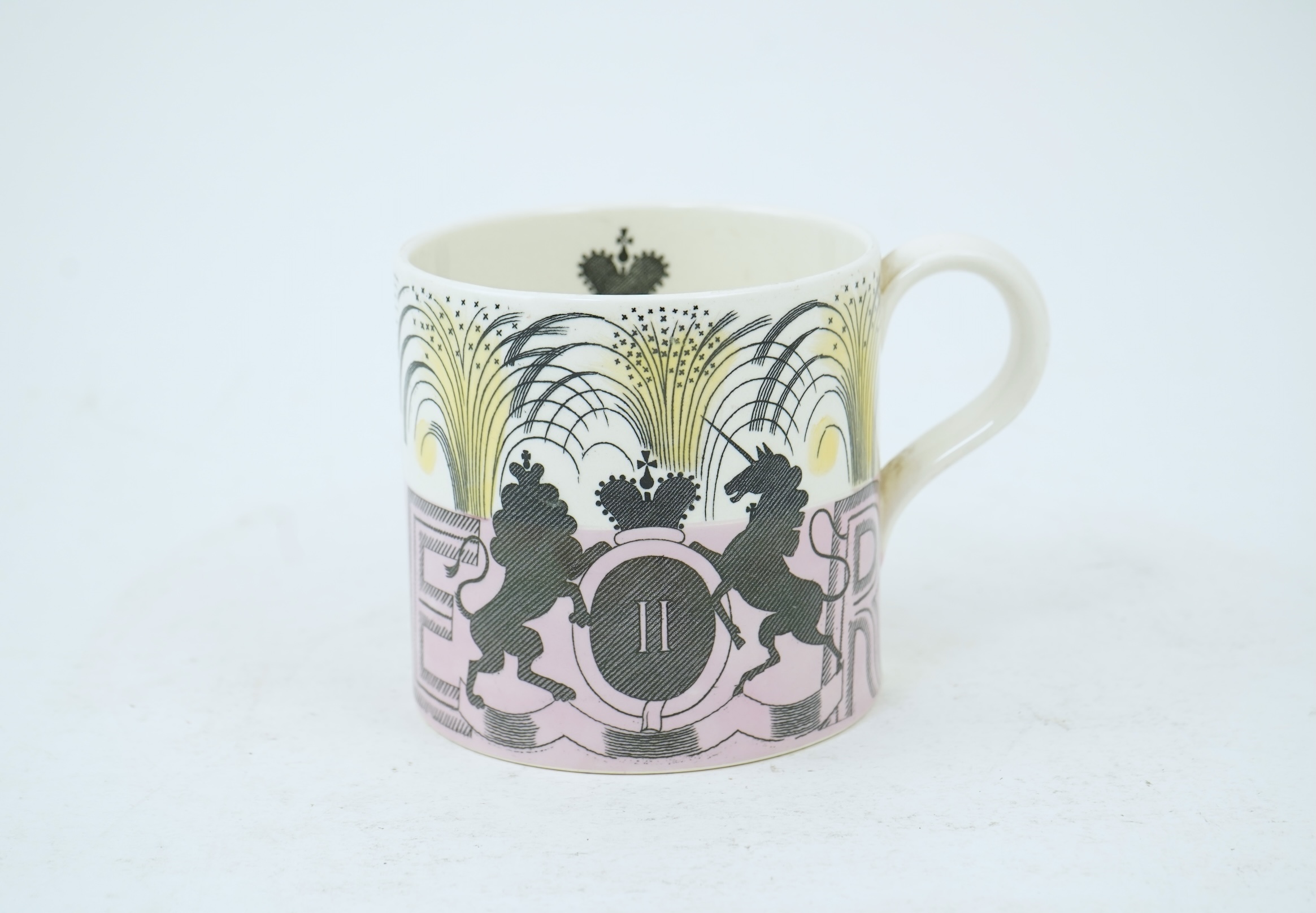 Eric Ravilious (1903-1942) for Wedgwood: A 1953 Queen Elizabeth II Coronation commemorative mug